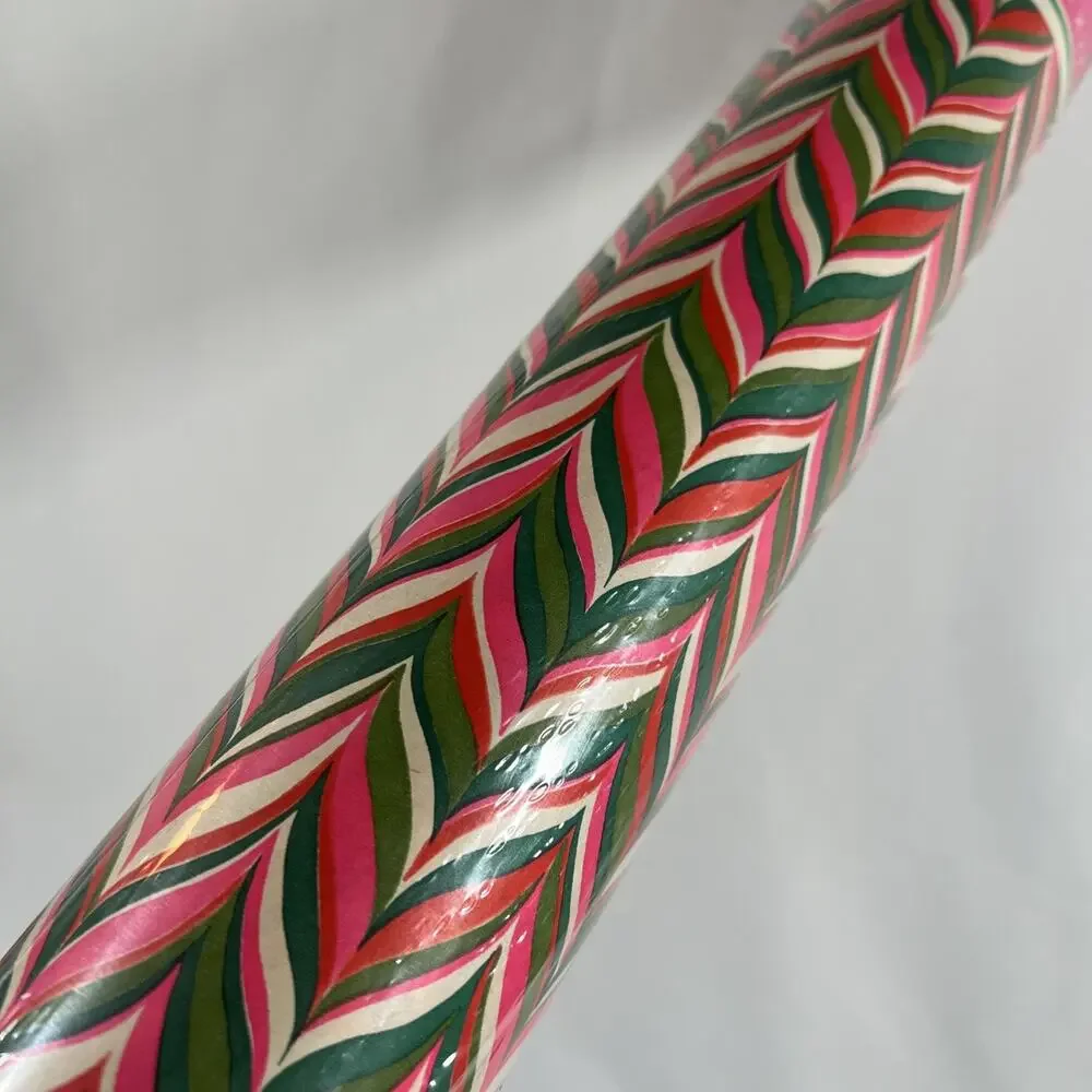 Vintage Roll Gift Wrap Christmas Paper Papercraft Pink Green Mod SEALED Wrapping